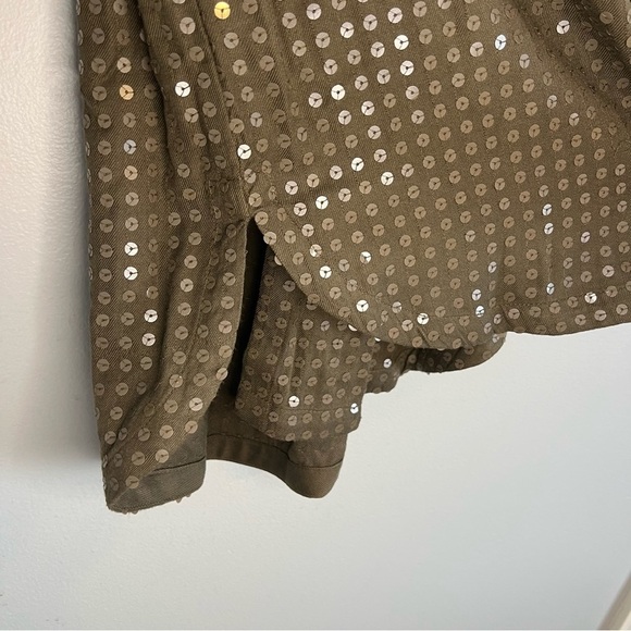 Anthropologies Maeve Womens Button Up Shirt Sequins Rayon Green Sz S Relaxed Fit - Picture 7 of 13